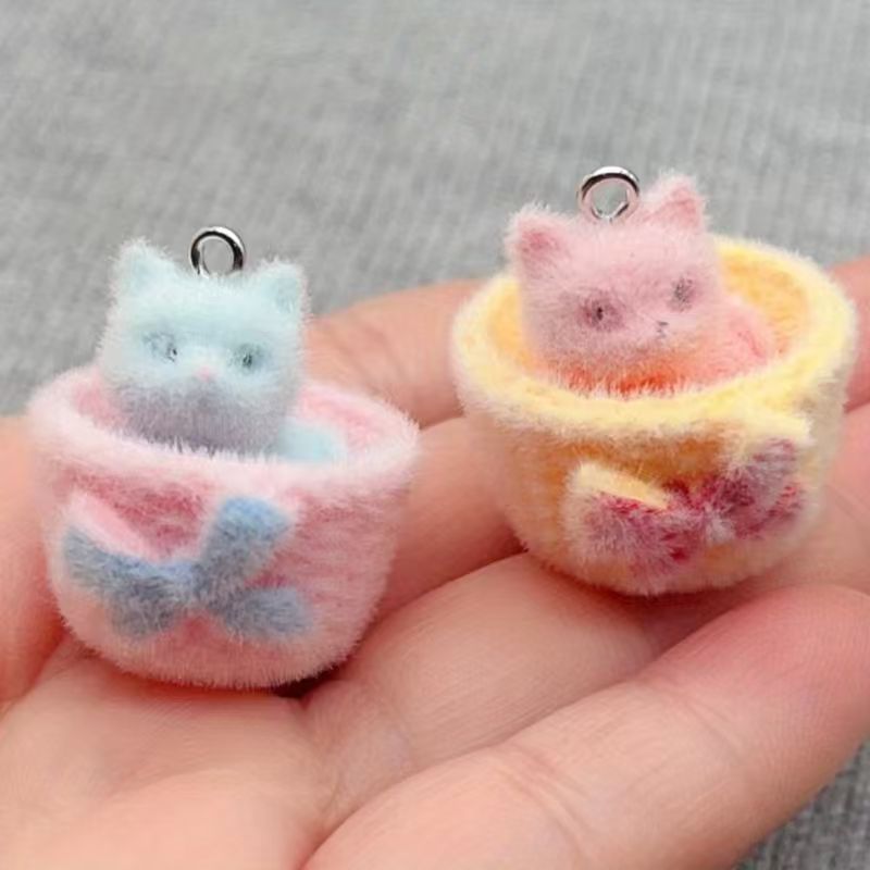 Jewelry Making For Birthday Party - 4 stuks 3D pluche hars kattenhangers,