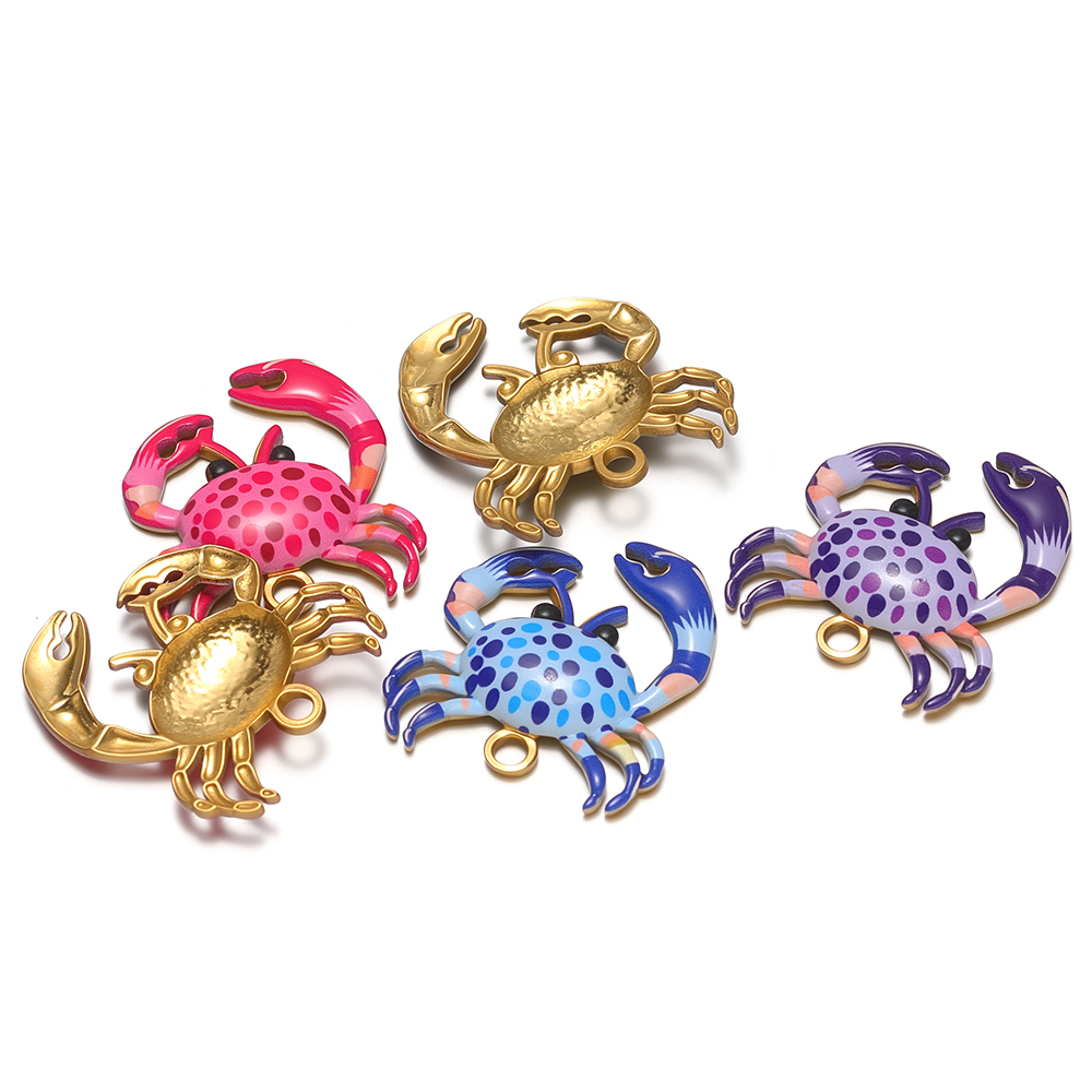 Jewelry Making For Kids - 4 stuks roestvrijstalen emaille levendige krabbedels