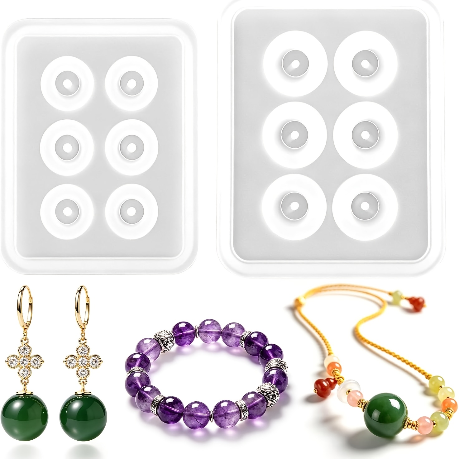 Resin Mold Jewelry - Twee geperforeerde bolvormige siliconen kralenvormen, ronde