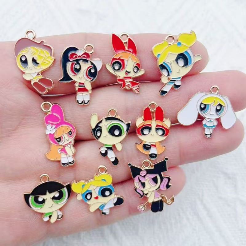 Jewelry Making For Birthday Party - 10 stuks legering olie-druppelende cartoon meisje