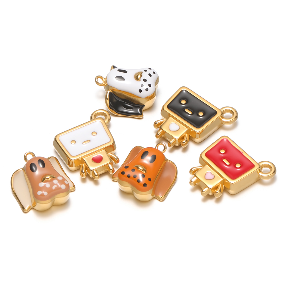Jewelry Making For Kids - 4 stuks roestvrij staal emaille cartoon