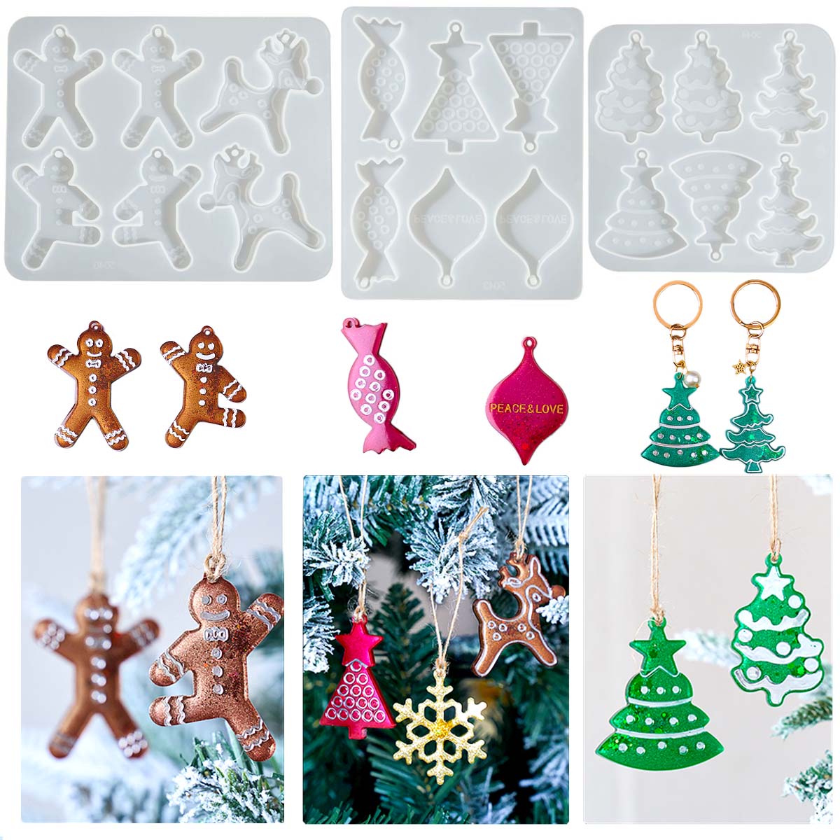 Resin Mold Jewelry - Kerstserie Oorbellen Hanger Siliconen Mal DIY