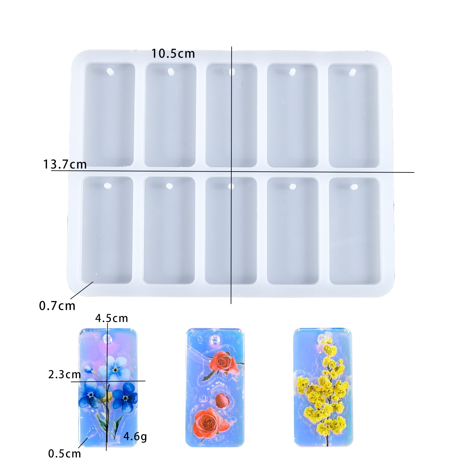 Resin Mold Jewelry - DIY epoxyhars mal 10-delige vierkante volle
