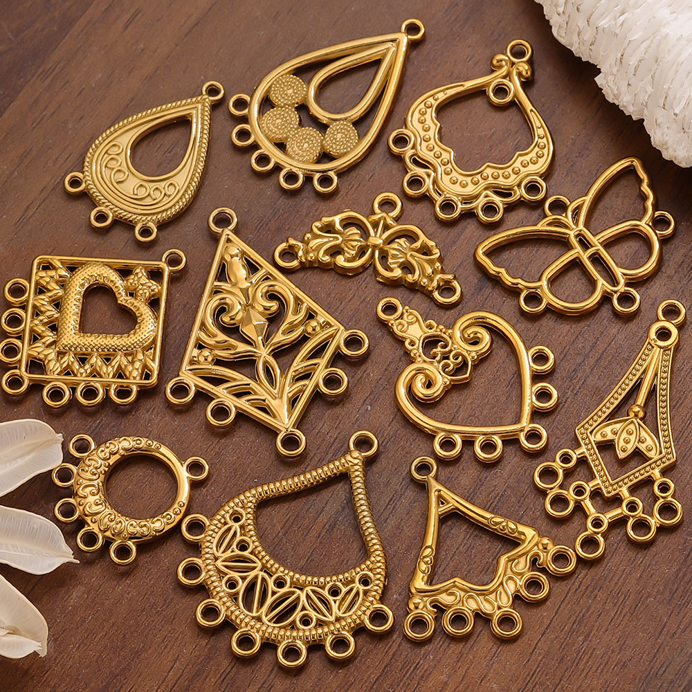 Jewelry Making Supplies Wholesale - 5 stuks roestvrijstalen oorbelconnectorbedels Boho gouden