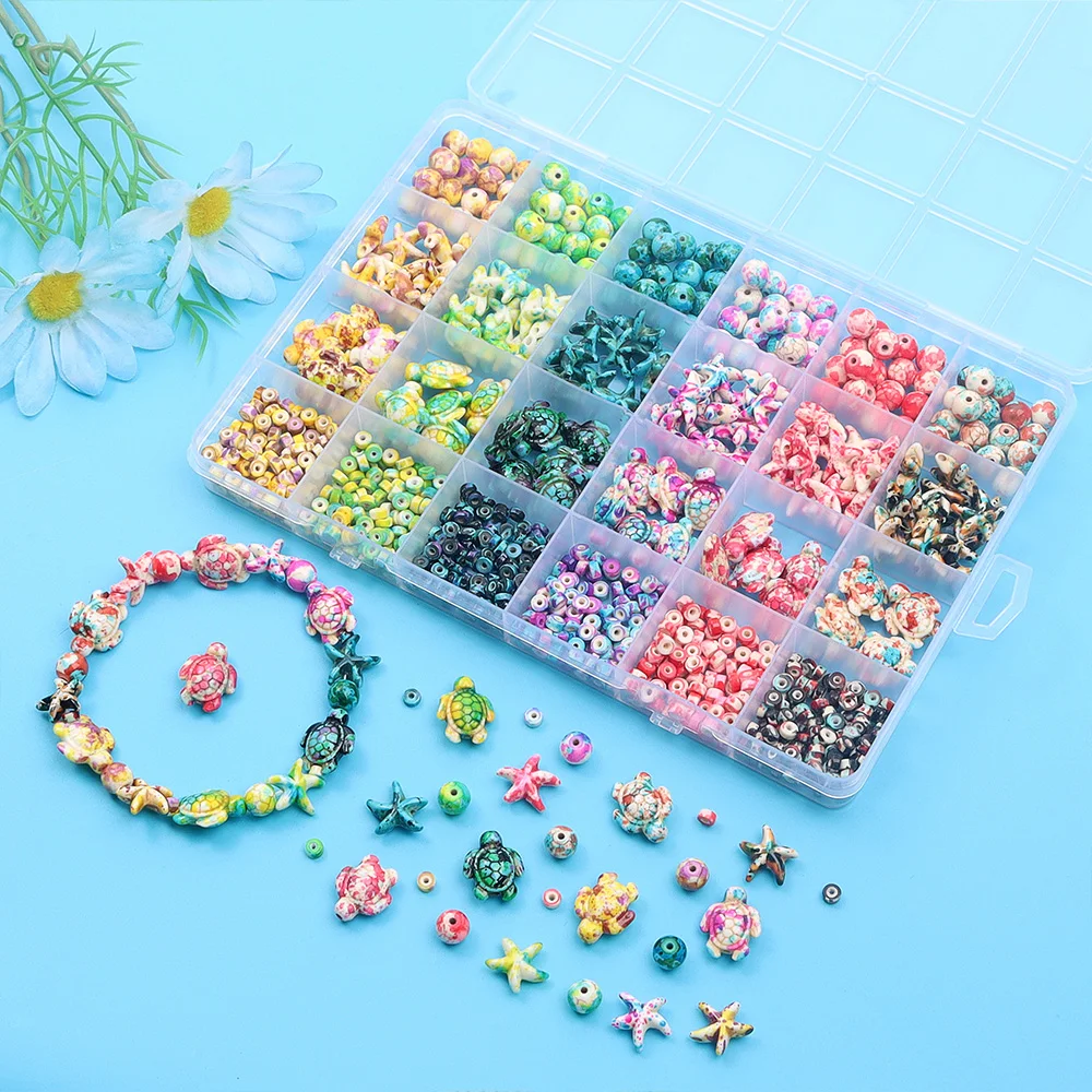 Jewelry Making For Birthday Party - 6/46/558pcs Multi-color Turquoise Ocean Series Kralen
