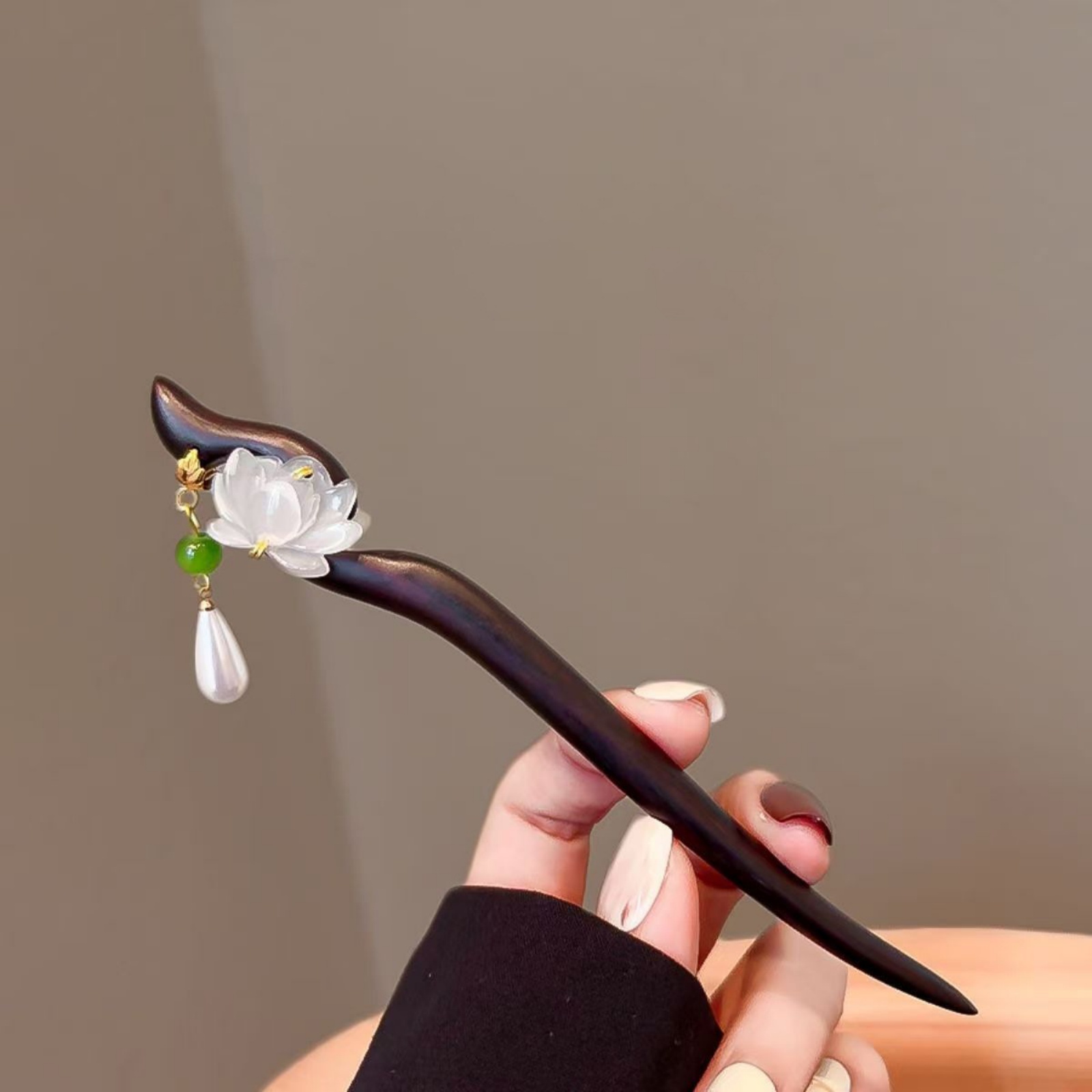 1PC elegante lotushouten haars - Jewelry Making For Adults recensie en prijs