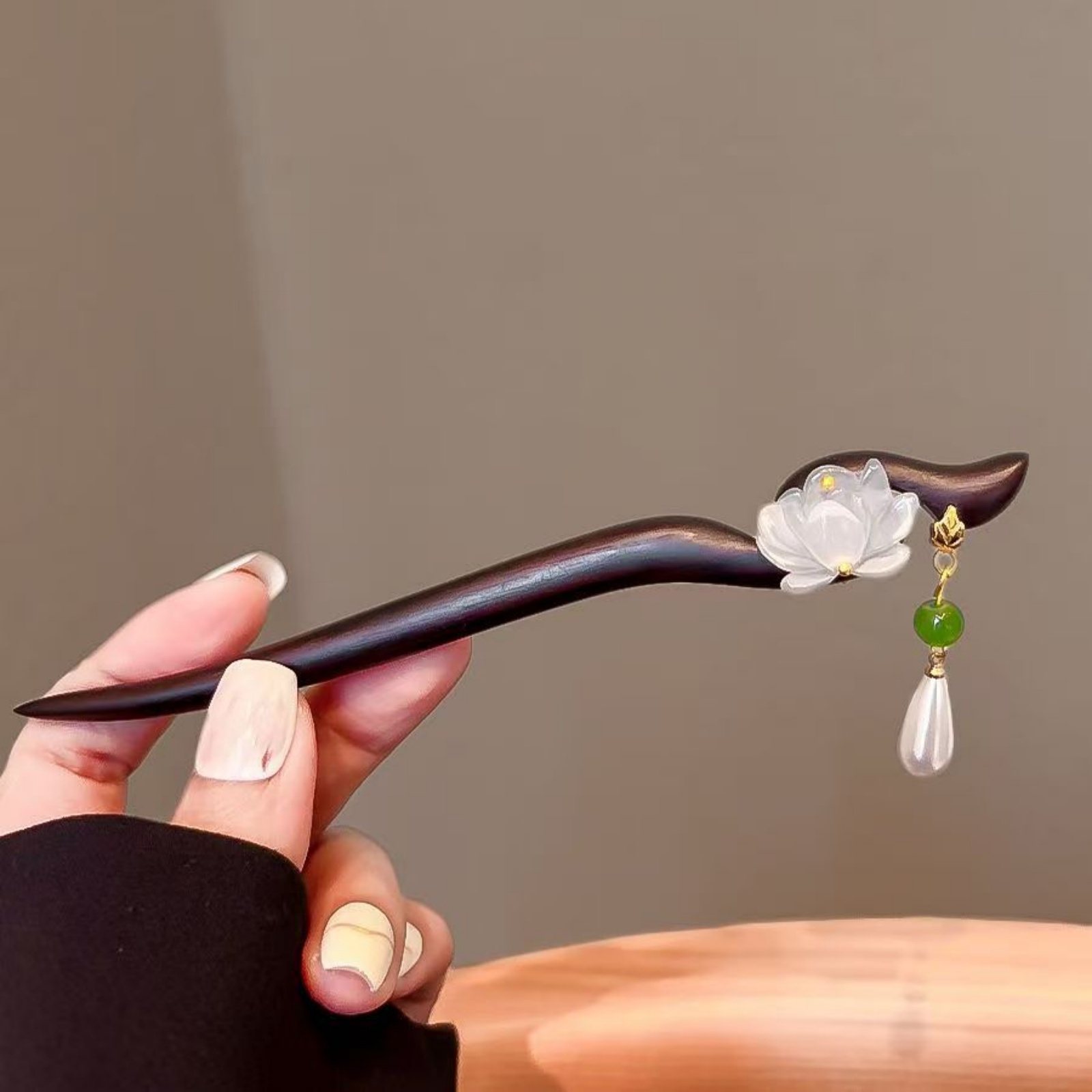 1PC elegante lotushouten haars - Jewelry Making For Adults recensie en prijs